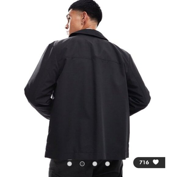 NWOT ASOS Design Lightweight Harrington Jacket Black Oversized Men’s Size Small - Picture 3 of 8